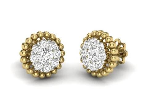 Dise&ntilde;o de joyer&iacute;a 3D imprimible de pendientes con diamantes. Modelo 3D