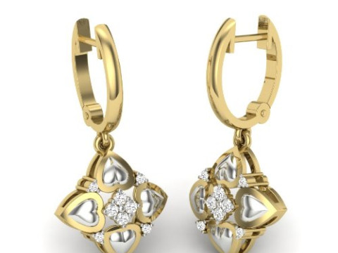 Printable 3D Jewelry design of Earrings with diamonds 3D Model