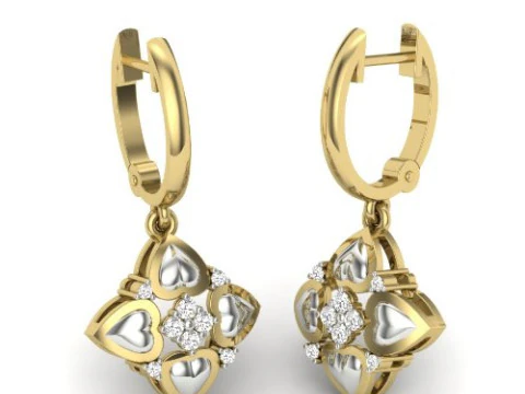 Druckbares 3D-Schmuckdesign von Ohrringen mit Diamanten 3D Modell