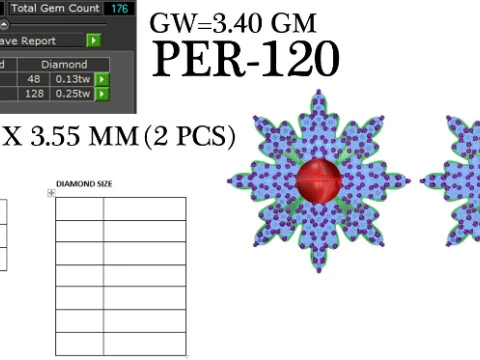 Printable 3D Jewelry design of Earrings with diamonds 3D Model