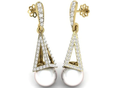 Dise&ntilde;o de joyer&iacute;a 3D imprimible de pendientes con diamantes. Modelo 3D