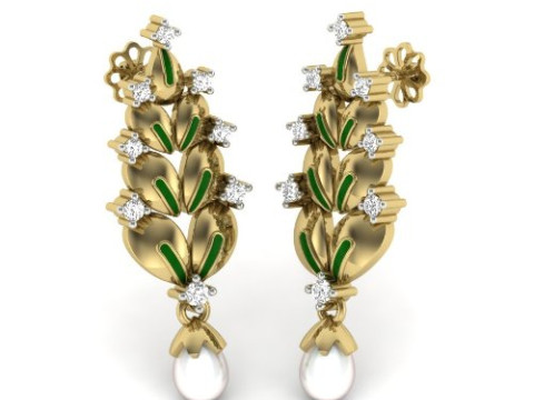 Printable 3D Jewelry design of Earrings with diamonds Model 3D