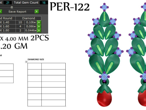 Printable 3D Jewelry design of Earrings with diamonds 3Dモデル