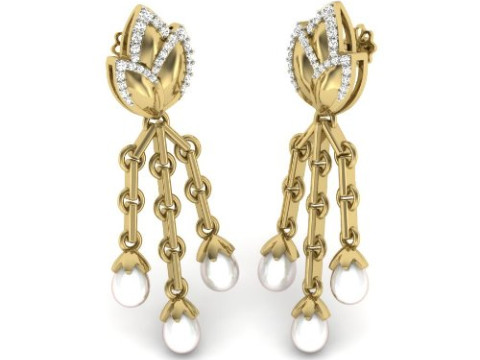 Printable 3D Jewelry design of Earrings with diamonds 3D 模型