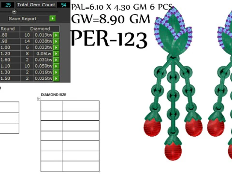 Printable 3D Jewelry design of Earrings with diamonds 3D Model