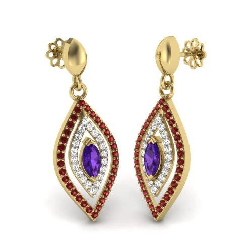 Printable 3D Jewelry design of Earrings with diamonds 3D Model .c4d .max .obj .3ds .fbx .stl .blend