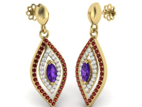 Printable 3D Jewelry design of Earrings with diamonds 3D 模型