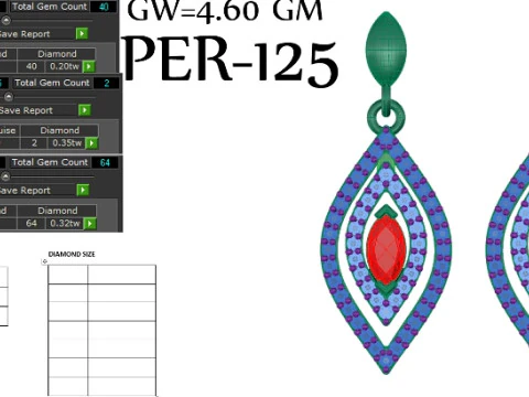 Printable 3D Jewelry design of Earrings with diamonds 3D Model
