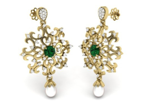 Printable 3D Jewelry design of Earrings with diamonds 3D 模型