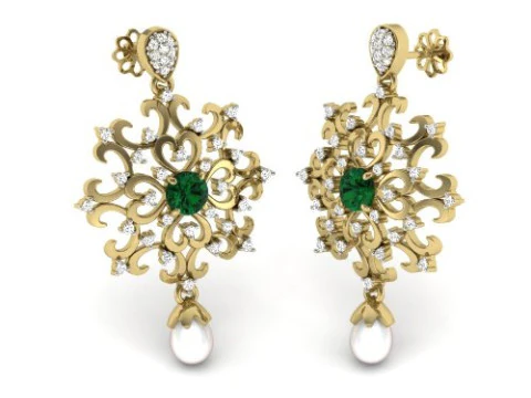 Design stampabile di gioielli 3D di orecchini con diamanti Modello 3D