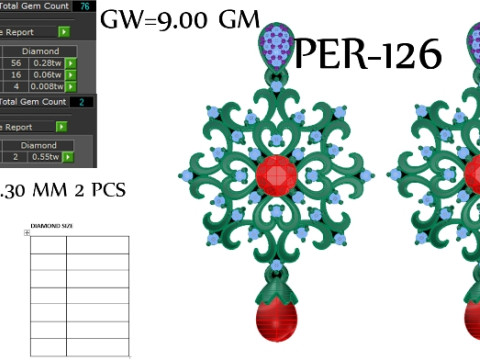 Printable 3D Jewelry design of Earrings with diamonds Modèle 3D