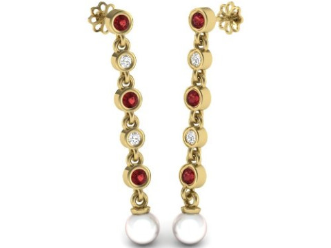 Printable 3D Jewelry design of Earrings with diamonds 3D Model