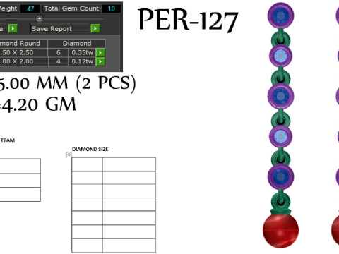 Printable 3D Jewelry design of Earrings with diamonds Model 3D