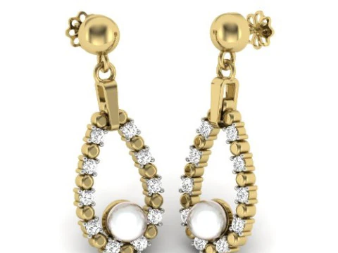 हीरे के साथ झुमके का प्रिंट करने योग्य 3डी आभूषण डिजाइन 3D मॉडल