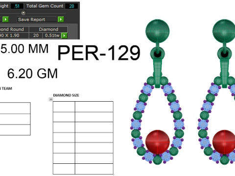 Printable 3D Jewelry design of Earrings with diamonds 3D Model