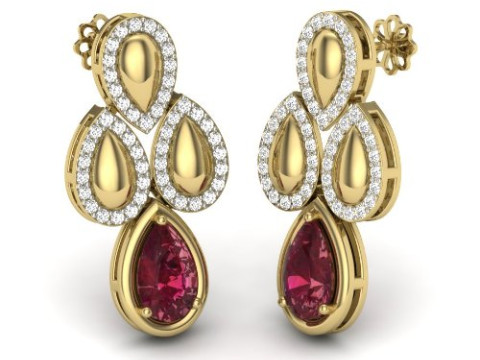 Printable 3D Jewelry design of Earrings with diamonds 3D Model
