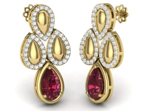 Design stampabile di gioielli 3D di orecchini con diamanti Modello 3D