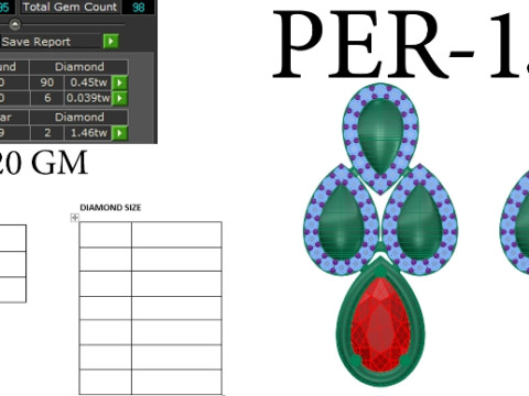 Printable 3D Jewelry design of Earrings with diamonds 3D Модель
