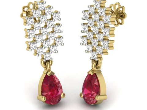 ダイヤモンド付きイヤリングの印刷可能な 3D ジュエリー デザイン 3Dモデル