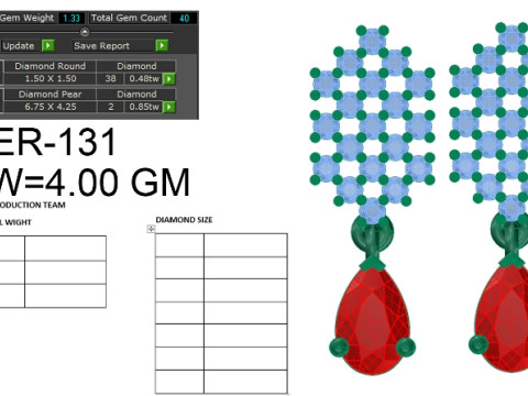 Printable 3D Jewelry design of Earrings with diamonds Modello 3D