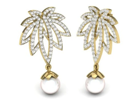 हीरे के साथ झुमके का प्रिंट करने योग्य 3डी आभूषण डिजाइन 3D मॉडल