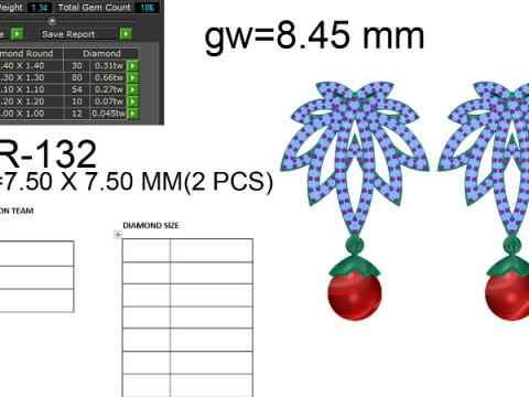 Printable 3D Jewelry design of Earrings with diamonds Modello 3D