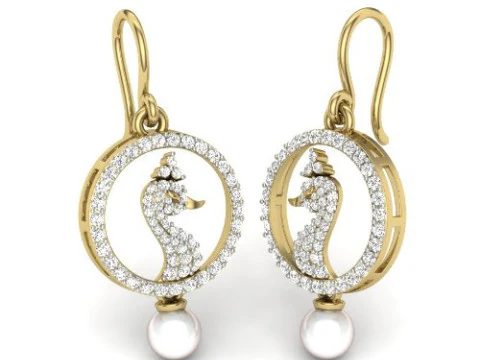 Printable 3D Jewelry design of Earrings with diamonds 3D Model