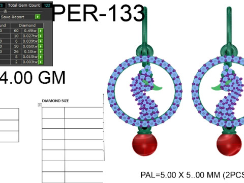 Printable 3D Jewelry design of Earrings with diamonds Modello 3D