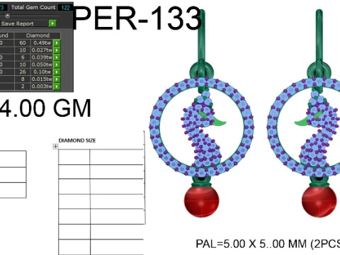 Printable 3D Jewelry design of Earrings with diamonds 3D Model