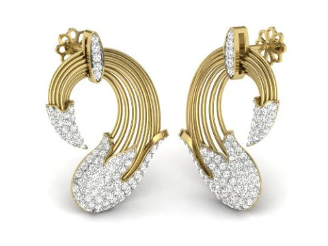 Dise&ntilde;o de joyer&iacute;a 3D imprimible de pendientes con diamantes. Modelo 3D