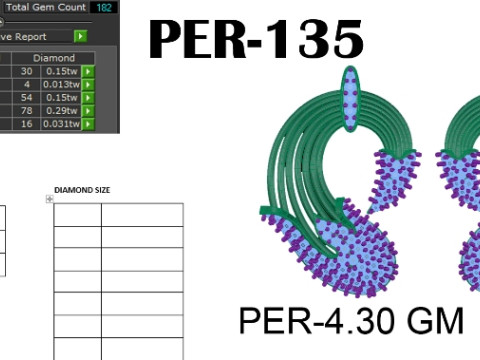 Printable 3D Jewelry design of Earrings with diamonds 3D Model