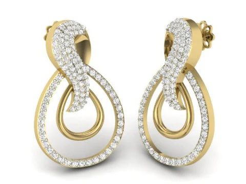 Pırlantalı Küpelerin yazdırılabilir 3D Takı tasarımı 3D Model