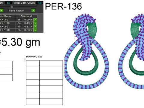Printable 3D Jewelry design of Earrings with diamonds 3D Model