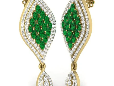 Design stampabile di gioielli 3D di orecchini con diamanti Modello 3D