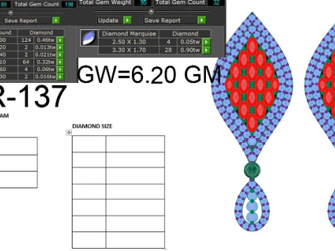 Printable 3D Jewelry design of Earrings with diamonds 3D Model