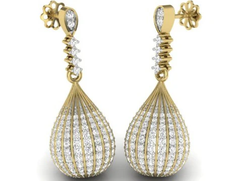 Dise&ntilde;o de joyer&iacute;a 3D imprimible de pendientes con diamantes. Modelo 3D