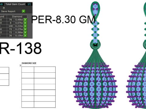 Printable 3D Jewelry design of Earrings with diamonds 3D Model