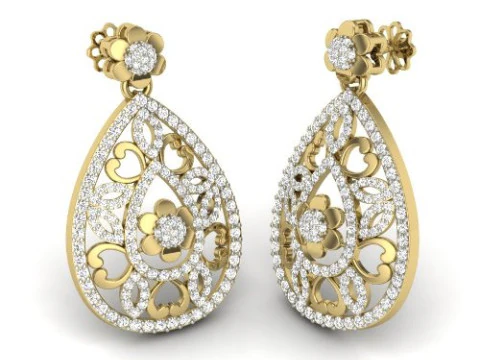 3D-дизайн ювелирных украшений: серьги с бриллиантами для печати 3D Модель