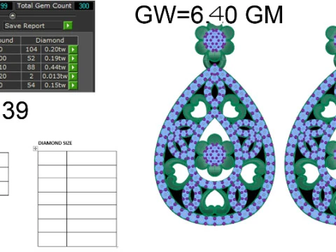 Printable 3D Jewelry design of Earrings with diamonds 3D Model