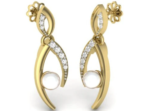 Design de joias 3D para impress&atilde;o de brincos com diamantes Modelo 3D