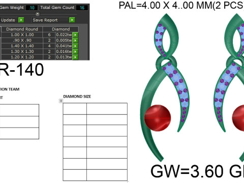 Printable 3D Jewelry design of Earrings with diamonds 3D Model