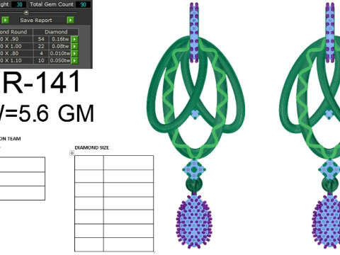 Printable 3D Jewelry design of Earrings with diamonds 3D Model