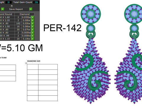 Printable 3D Jewelry design of Earrings with diamonds Modelo 3D