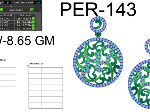 Printable 3D Jewelry design of Earrings with diamonds Modello 3D