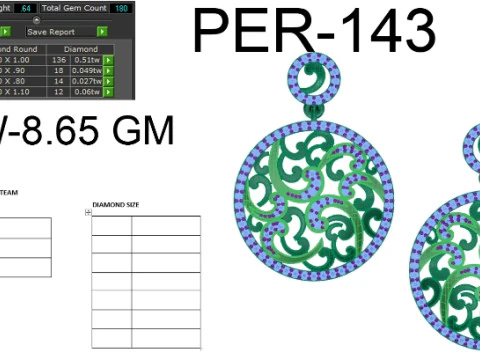 Printable 3D Jewelry design of Earrings with diamonds 3D Model