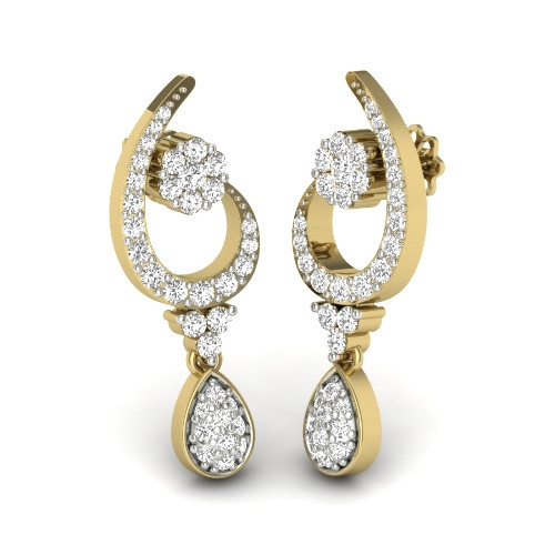 Printable 3D Jewelry design of Earrings with diamonds 3Dモデル .c4d .max .obj .3ds .fbx .stl .blend