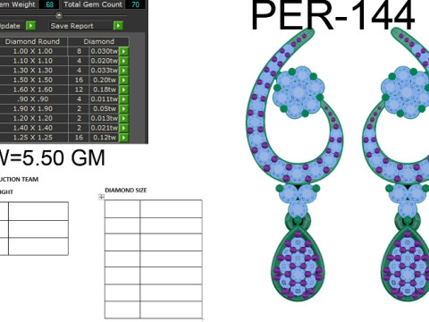 Printable 3D Jewelry design of Earrings with diamonds 3Dモデル
