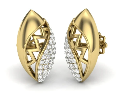 Druckbares 3D-Schmuckdesign von Ohrringen mit Diamanten 3D Modell