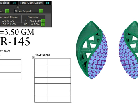 Printable 3D Jewelry design of Earrings with diamonds 3D Модель