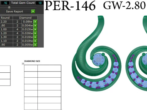 Printable 3D Jewelry design of Earrings with diamonds 3D Model